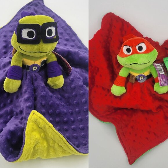 Double plush set Minky security Blanket for kids 21 x 21 - Picture 5 of 14